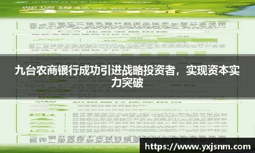 九台农商银行成功引进战略投资者，实现资本实力突破
